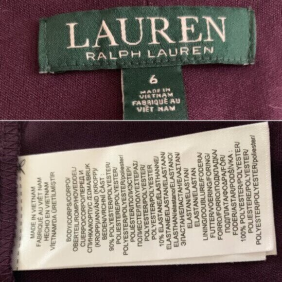 Lauren Ralph Lauren Purple Velvet V-Neck Long Sleeve Midi Sheath Dress - Picture 10 of 12